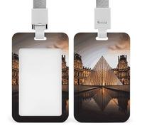 Porte-badge du musée du Louvre à Paris avec cordon détachable, porte-étiquette vertical transparent en plastique ABS, protection de carte coulissante par pression, cadeau pour infirmières, enseignant