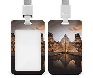 Porte-badge du musée du Louvre à Paris avec cordon détachable, porte-étiquette vertical transparent en plastique ABS, protection de carte coulissante par pression, cadeau pour infirmières, enseignant