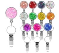 Porte-badge élégant à paillettes avec clip pour stylo - Porte-badge parfait pour les infirmières, les enseignants et les employés de bureau (rouge, 1 pièce)