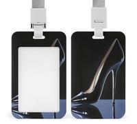 Porte-badge élégant à talon haut classique noir rétractable avec clip pour carte de protection pour le travail, le bureau, les médecins, les infirmières