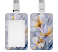 Porte-badge élégant avec motif floral blanc et doré rétractable pour le travail, le bureau, les médecins, les infirmières