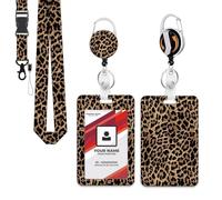 Porte-badge en ABS imprimé léopard avec cordon de cou amovible réglable pour réunion d ' affaires, événement d ' entreprise, propriétaire de certificat imprimé animal