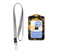 Porte-badge en cuir avec cordon, avec motif tournesol jaune pour le personnel, les enseignants et les étudiants