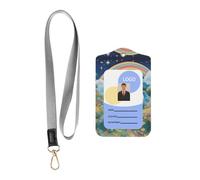 Porte-badge en cuir avec cordon, beau porte-badge en cuir motif licornes pour le personnel, les enseignants et les étudiants