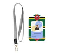 Porte-badge en cuir avec cordon de serrage, motif drapeau du Commonwealth de la Dominique, porte-badge en cuir pour le personnel, les enseignants et les étudiants