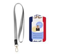 Porte-badge en cuir avec cordon - Drapeau de l'Iowa - Porte-badge en cuir pour le personnel, les enseignants et les étudiants