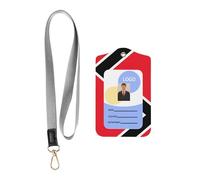 Porte-badge en cuir avec cordon - Drapeau de Trinité-et-Tobago - Porte-badge en cuir pour le personnel, les enseignants et les étudiants