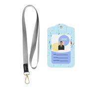 Porte-badge en cuir avec cordon, graines de tournesol et champignon, porte-badge en cuir pour le personnel, les enseignants et les étudiants