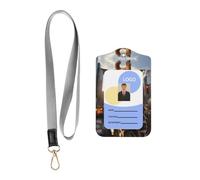 Porte-badge en cuir avec cordon - Motif girafe de New York - Pour le personnel, les enseignants et les étudiants