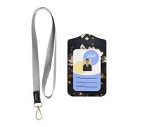 Porte-badge en cuir avec cordon, motif lotus doré bohème pour le personnel, les enseignants et les étudiants
