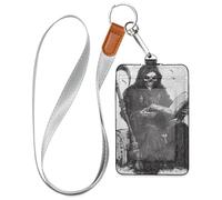 Porte-badge en cuir avec fausse faucheuse avec cordon et 3 cartes d'identité pour bureau, école, hôtel, cartes de passe
