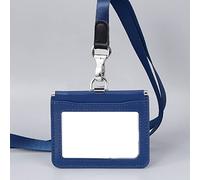 Porte-badge en cuir avec fenêtre transparente et cordon tour de cou détachable