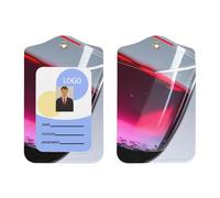 Porte-badge en cuir imprimé bouteille de vin rouge avec cordon tour de cou détachable
