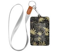 Porte-badge en cuir noir et doré pour femme avec cordon et capacité de 3 cartes d'identité, pour le personnel, les officiers, les étudiants, les médecins, les employés