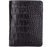 Porte-badge en cuir pleine fleur, s'adapte à toutes les formes de badge avec épingle à l'arrière, cuir crocodile noir