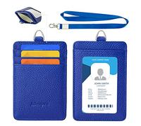 Porte-badge en cuir, porte-carte d'identité, réversible, avec des fentes pour les cartes fréquemment utilisées.