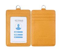 Porte-badge en cuir, porte-carte d'identité, réversible, avec des fentes pour les cartes fréquemment utilisées.