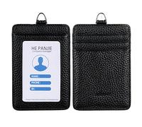 Porte-badge en cuir, porte-carte d'identité, réversible, avec des fentes pour les cartes fréquemment utilisées.