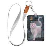 Porte-badge en cuir pour femme avec cordon et 3 cartes d'identité et porte-cartes pour le personnel, les officiers, les étudiants, les médecins, les employés