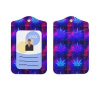 Porte-badge en cuir synthétique avec cordon - Motif feuilles Cyberpunk - Porte-badge vertical pour Ofiice