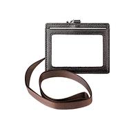 Porte-badge en cuir synthétique avec fentes pour cartes, cordon tour de cou pour bureau, école, étudiant, bus