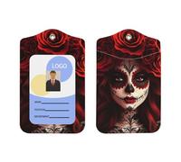 Porte-badge en cuir synthétique mexicain avec cordon, porte-badge vertical pour Ofiice