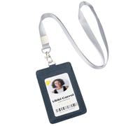 Porte-badge en cuir véritable avec cordon, doux, porte-carte d'identité, jusqu'à 20 couleurs et grains au choix, parmi plusieurs emplacements pour cartes, étui vertical pour badge de travail