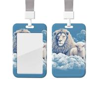 Porte-badge en forme d'agneau avec un lion avec lanière - Étanche - Protection pour carte d'identité avec fenêtre transparente - Pour homme et femme - Pour travail, bureau, médecin, infirmière