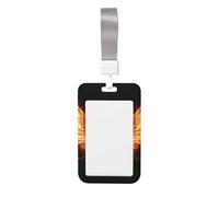 Porte-badge en forme d'ailes d'angle de feu avec lanière verticale en plastique rigide avec fenêtre transparente, pochette de protection imperméable pour carte de travail tendance pour homme et femme