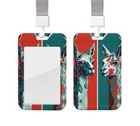 Porte-badge en forme d'alpaga dessiné à la main, avec cordon, étui vertical de protection pour carte d'identité coulissant en plastique transparent, idéal pour les infirmières et les fournitures de bu