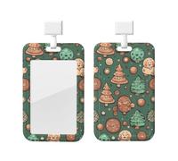 Porte-badge en forme d'arbre imprimé cookies étanche avec cordon vertical pour carte d'identité mignonne pour travail, bureau, infirmière, enseignant