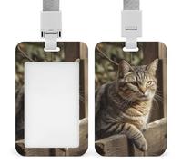 Porte-badge en forme de chat sur une clôture en bois avec cordon, cordon de séparation, étui de protection vertical pour carte d'identité, porte-badge multi-usage pour bureau, enseignant, infirmière