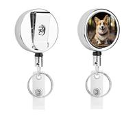 Porte-badge en forme de chien Corgi avec enrouleur rétractable, clip en acier inoxydable, très résistant, pour le travail, les infirmières, les enseignants et la sécurité