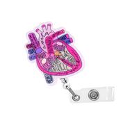 Porte-badge en forme de cœur pour l'école et le personnel administratif, B | Bobine d'identification rétractable avec sangle transparente