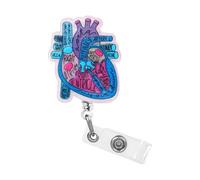 Porte-badge en forme de cœur pour l'école et le personnel administratif | Bobine d'identification rétractable avec sangle transparente