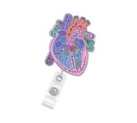 Porte-badge en forme de cœur pour l'école et le personnel administratif | Bobine d'identification rétractable avec sangle transparente