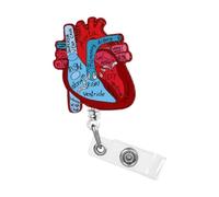Porte-badge en forme de cœur pour l'école et le personnel administratif | Bobine d'identification rétractable avec sangle transparente