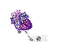Porte-badge en forme de cœur pour l'école et le personnel administratif | Bobine d'identification rétractable avec sangle transparente