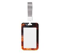 Porte-badge en forme de flamme de feu avec lanière verticale en plastique rigide avec fenêtre transparente, pochette de protection étanche pour carte d'identité tendance pour homme et femme
