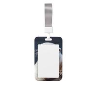 Porte-badge en forme de loutre blanche avec lanière verticale en plastique rigide avec fenêtre transparente, pochette de protection tendance pour badge de travail pour homme et femme