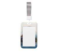 Porte-badge en forme de loutre de mer avec lanière verticale en plastique rigide avec fenêtre transparente, étanche, pochette de protection tendance pour homme et femme