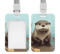 Porte-badge en forme de loutre mignonne avec cordon de suspension, étui de protection vertical multi-usage pour bureau, enseignant, infirmière