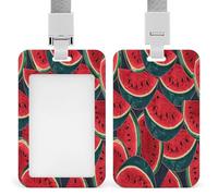 Porte-badge en forme de pastèque rouge avec lanière verticale en plastique pour carte d'identité avec fenêtre transparente et clips amovibles pour infirmière, médecin, enseignant, bureau