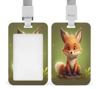 Porte-badge en forme de petit renard avec cordon de serrage vertical en plastique étanche pour bureau, médecin, thé, voyage