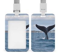 Porte-badge en forme de queue de baleine, étui de protection en plastique ABS durable avec cordon, fente à tirer/pousser, porte-badge élé pour usage professionnel au bureau