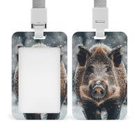 Porte-badge en forme de sanglier avec lanière transparente - En plastique ABS - Pour bureau, lieu de travail et utilisation professionnelle