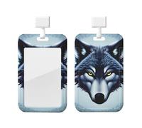 Porte-badge en forme de tête de loup féroce avec cordon, protecteur de carte vertical en ABS transparent, bobine rétractable pour le travail et le bureau
