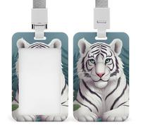 Porte-badge en forme de tigre blanc mignon avec cordon amovible, étanche et vertical, pour infirmière, enseignant, bureau, femme et homme