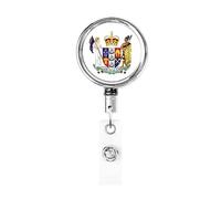 Porte-badge en métal robuste avec armoiries de la Nouvelle-Zélande, porte-badge rétractable avec clip de ceinture pour porte-cartes de visite