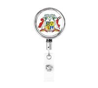 Porte-badge en métal robuste avec armoiries de l'île Maurice, porte-badge rétractable avec clip de ceinture pour porte-cartes de visite